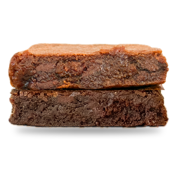 1 Dirty Blondie stacked on top of a Brunette fudgy brownie bar