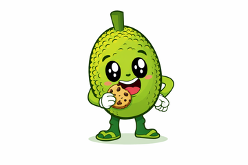 Nana, the Ananas breadfruit mascot, eating a cookie